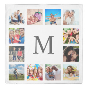 Custom Family Photo Collage Personalized White Duvet Cover