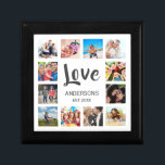 Custom Family Photo Collage Personalized White Gift Box<br><div class="desc">Create your own personalized 12 photo collage,  gift box with your custom images on a simple modern white background. The gift box face also features your family name,  established year and a "Love" handwritten script. Add your favorite photos,  designs or artworks to create something really unique.</div>