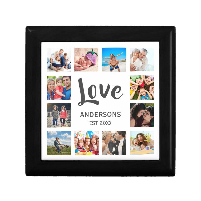 Custom Family Photo Collage Personalized White Gift Box (Front)