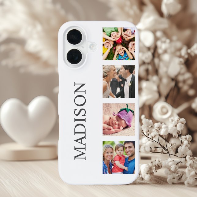 Custom Family Photo Collage Personalized White iPhone Case (Creator Uploaded)