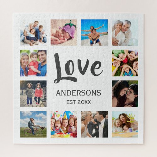 Custom Family Photo Collage Personalized White Jigsaw Puzzle