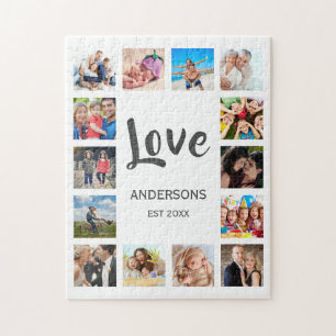 Custom Family Photo Collage Personalized White Jigsaw Puzzle