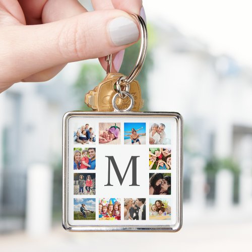Custom Family Photo Collage Personalized White Keychain