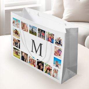 Custom Family Photo Collage Personalized White Large Gift Bag