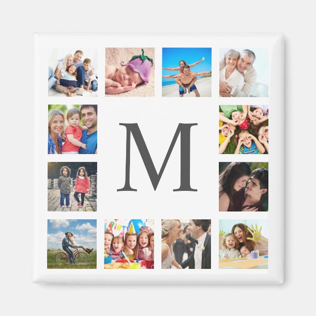  Custom Family Photo Collage Personalized White Magnet (Front)