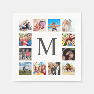 Custom Family Photo Collage Personalized White Napkins