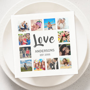 Custom Family Photo Collage Personalized White Napkins