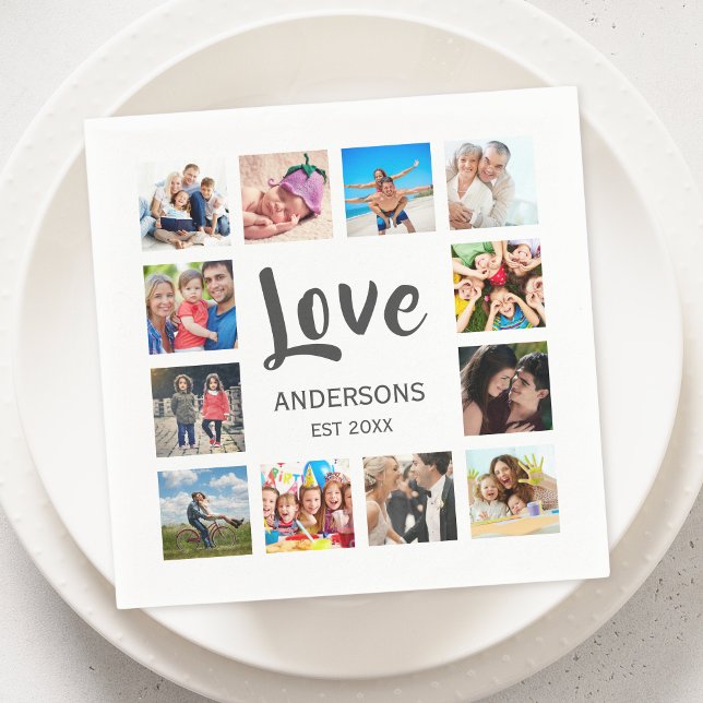 Custom Family Photo Collage Personalized White Napkins (Creator Uploaded)