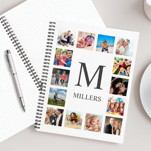 Custom Family Photo Collage Personalized White Notebook