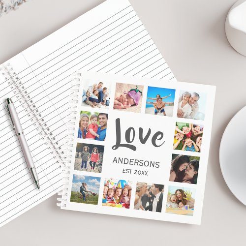 Custom Family Photo Collage Personalized White Notebook