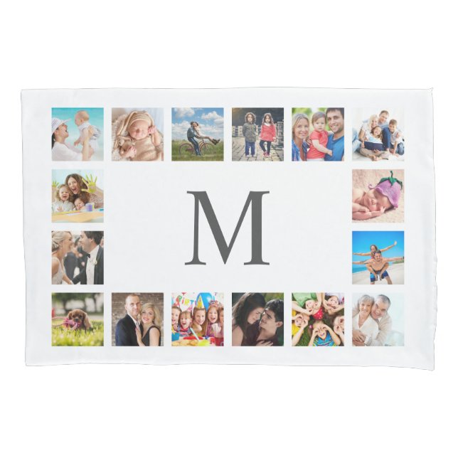 Custom Family Photo Collage Personalized White Pillow Case (Front)