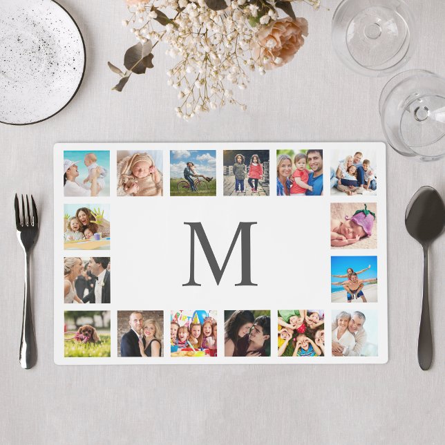 Custom Family Photo Collage Personalized White Placemat (Creator Uploaded)