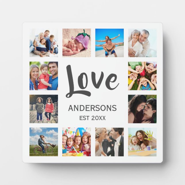  Custom Family Photo Collage Personalized White Plaque (Front)