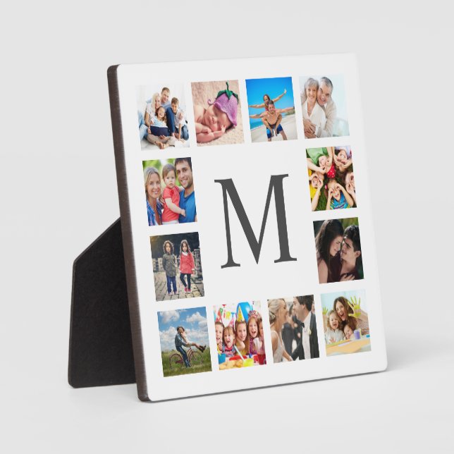 Custom Family Photo Collage Personalized White Plaque (Front)