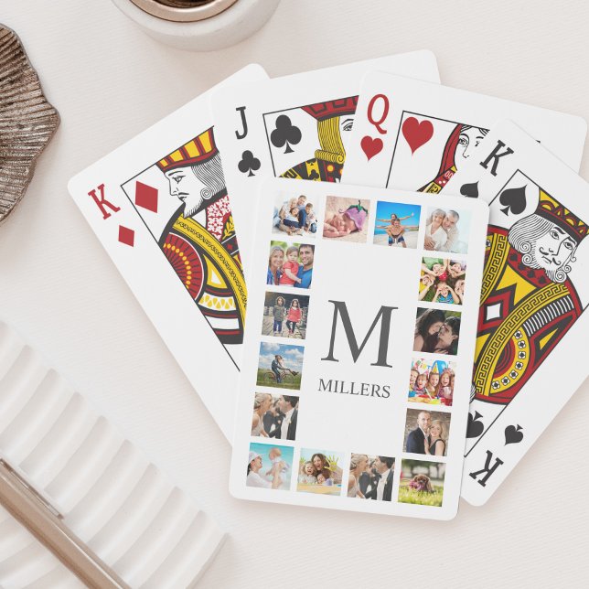 Custom Family Photo Collage Personalized White Poker Cards (Creator Uploaded)