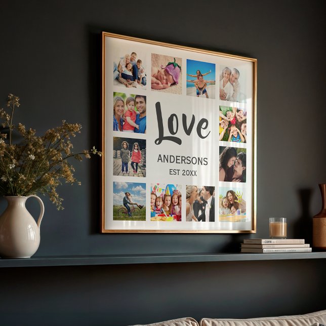 Custom Family Photo Collage Personalized White Poster (Creator Uploaded)