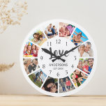 Custom Family Photo Collage Personalized White Round Clock<br><div class="desc">Create your own personalized 12 photo collage,  roman number wall clock with your custom images on a simple modern white background. The clock face also features your family name,  established year and a "Love" handwritten script. Add your favorite photos,  designs or artworks to create something really unique.</div>