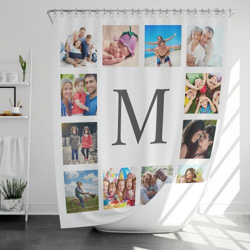 Custom Family Photo Collage Personalized White Shower Curtain