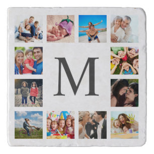 Custom Family Photo Collage Personalized White Trivet