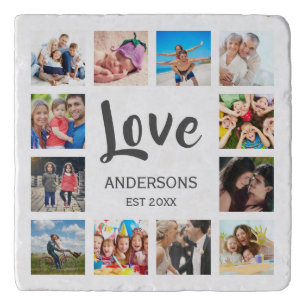 Custom Family Photo Collage Personalized White Trivet
