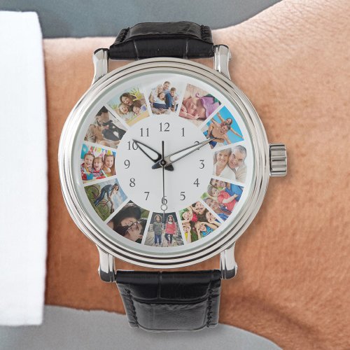 Custom Family Photo Collage Personalized White Watch