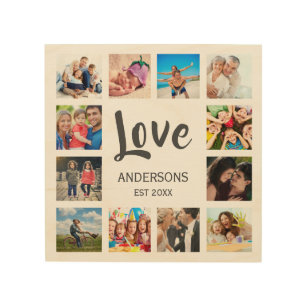 Custom Family Photo Collage Personalized White Wood Wall Art