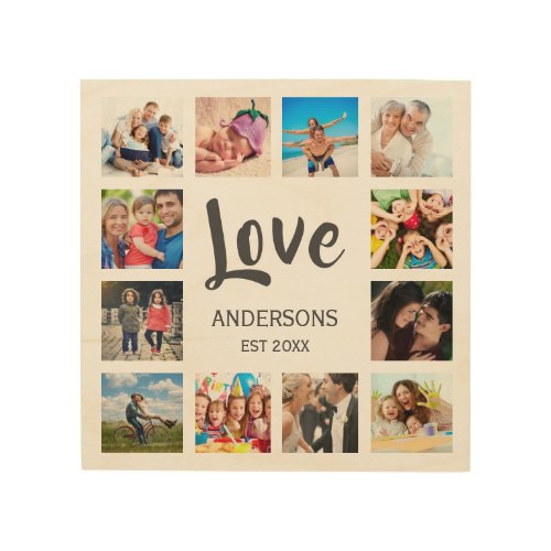 Custom Family Photo Collage Personalized White Wood Wall Art