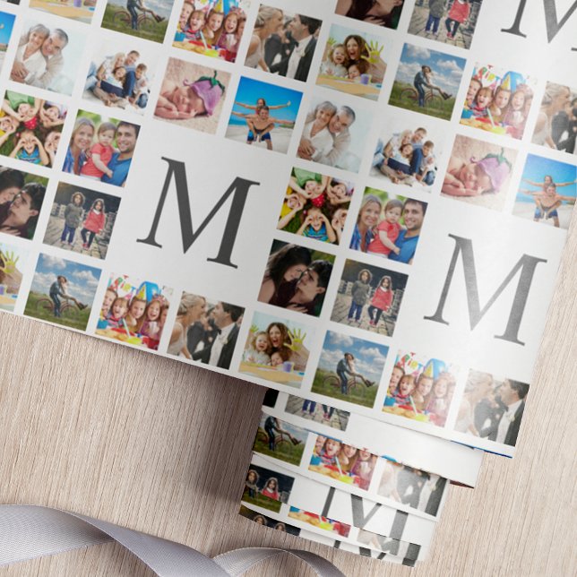 Custom Family Photo Collage Personalized White Wrapping Paper (Creator Uploaded)