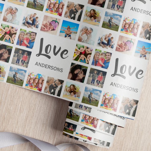 Custom Family Photo Collage Personalized White Wrapping Paper (Creator Uploaded)