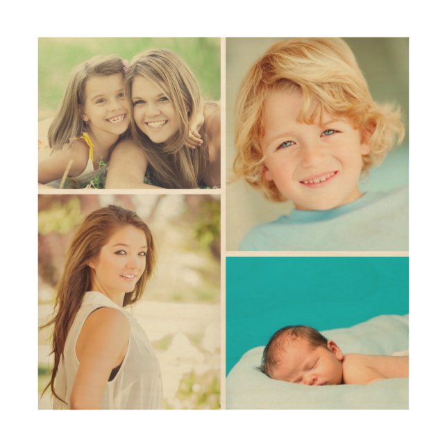 Custom Family Photo Collage Print on Wood (Front)