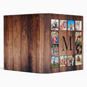 Custom Family Photo Collage Reclaimed Wood 3 Ring Binder