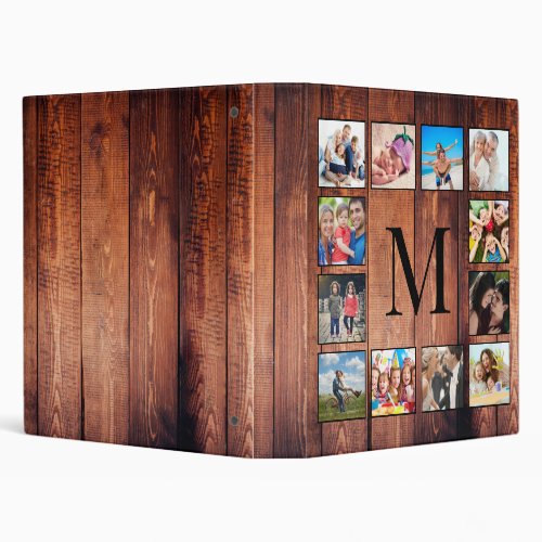 Custom Family Photo Collage Reclaimed Wood 3 Ring Binder