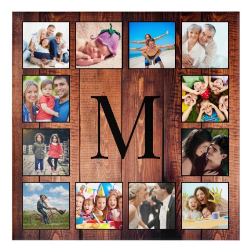 Custom Family Photo Collage Reclaimed Wood Acrylic Print