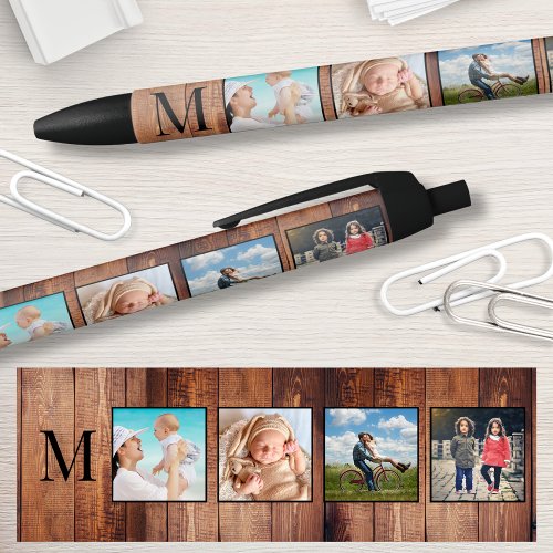 Custom Family Photo Collage Reclaimed Wood Black Ink Pen