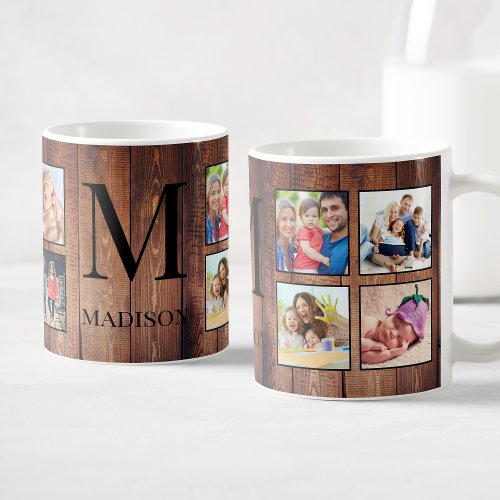 Custom Family Photo Collage Reclaimed Wood Coffee Mug