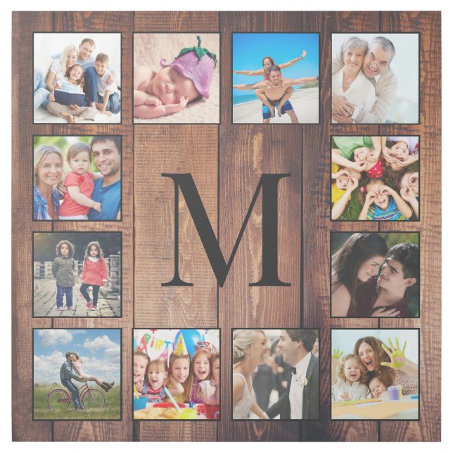 Custom Family Photo Collage Reclaimed Wood Gallery Wrap (Front)