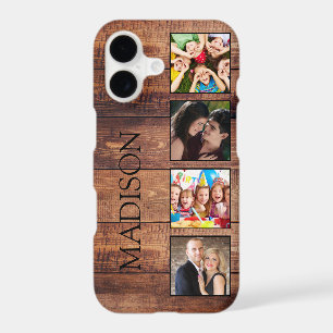Custom Family Photo Collage Reclaimed Wood iPhone 17 Case