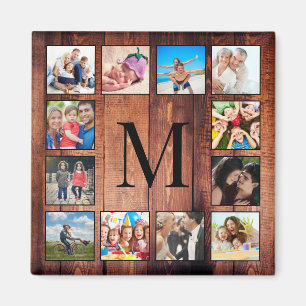 Custom Family Photo Collage Reclaimed Wood Magnet