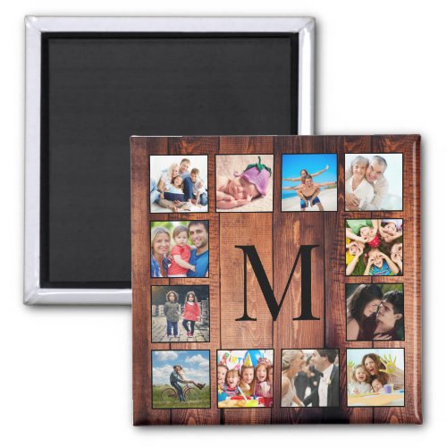 Custom Family Photo Collage Reclaimed Wood Magnet