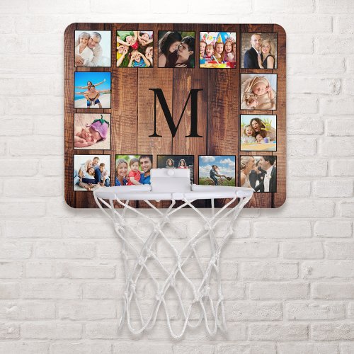 Custom Family Photo Collage Reclaimed Wood Mini Basketball Hoop