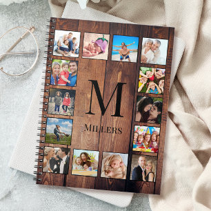 Custom Family Photo Collage Reclaimed Wood Notebook