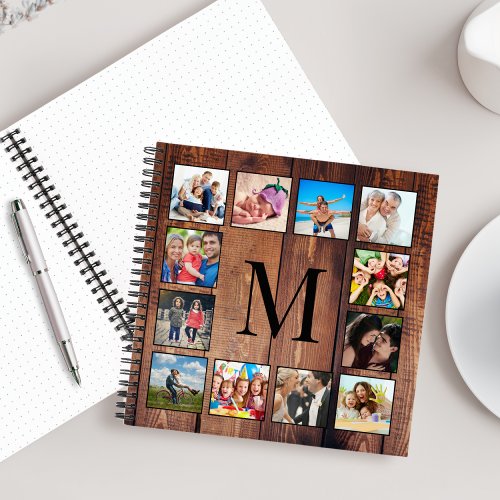 Custom Family Photo Collage Reclaimed Wood Notebook