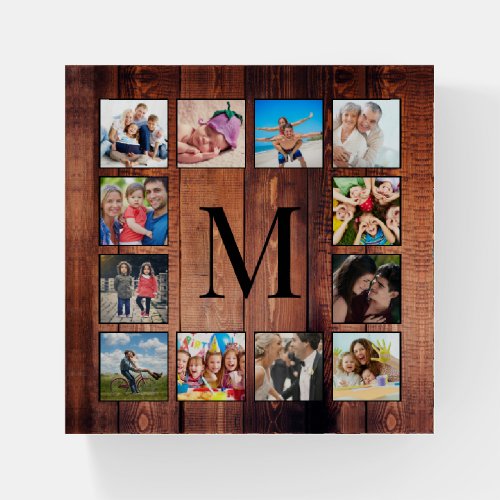 Custom Family Photo Collage Reclaimed Wood Paperweight