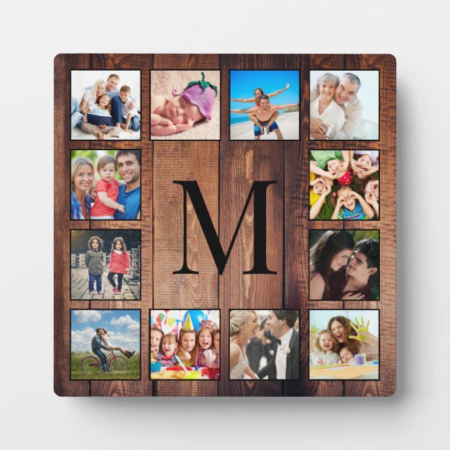 Custom Family Photo Collage Reclaimed Wood Plaque (Front)
