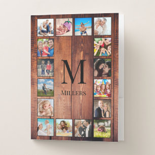 Custom Family Photo Collage Reclaimed Wood Pocket Folder
