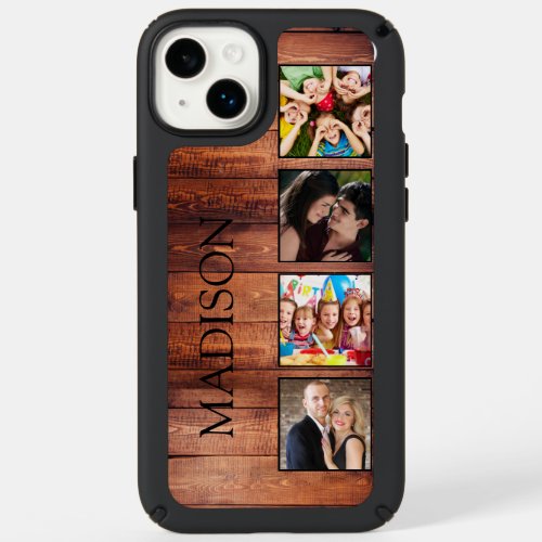 Custom Family Photo Collage Reclaimed Wood Speck iPhone 14 Plus Case