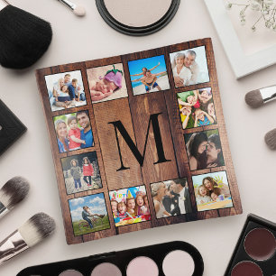 Custom Family Photo Collage Reclaimed Wood Trinket Tray