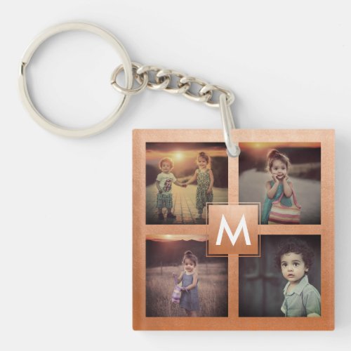 Custom Family Photo Collage Rose Gold Monogram Keychain - Create your own personalized keychain with your custom images on a faux rose gold background. Add your favorite family photos, instagram images, designs or artworks to create something really unique. To edit this design template, click 'Change' button and upload your own images as shown above.
Treat yourself or make the perfect gift for family, friends, parents and grandparents!