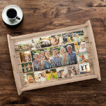 Custom Family Photo Collage Rustic Wood Modern Serving Tray<br><div class="desc">This Custom Rustic Modern Photo Collage Farmhouse style design features your family memories on a light brown wood texture background. Personalize with your favorite pictures and family name for a truly unique and elegant keepsake gift.</div>