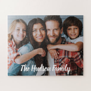 Custom Family Photo Collage Script Name Jigsaw Puzzle